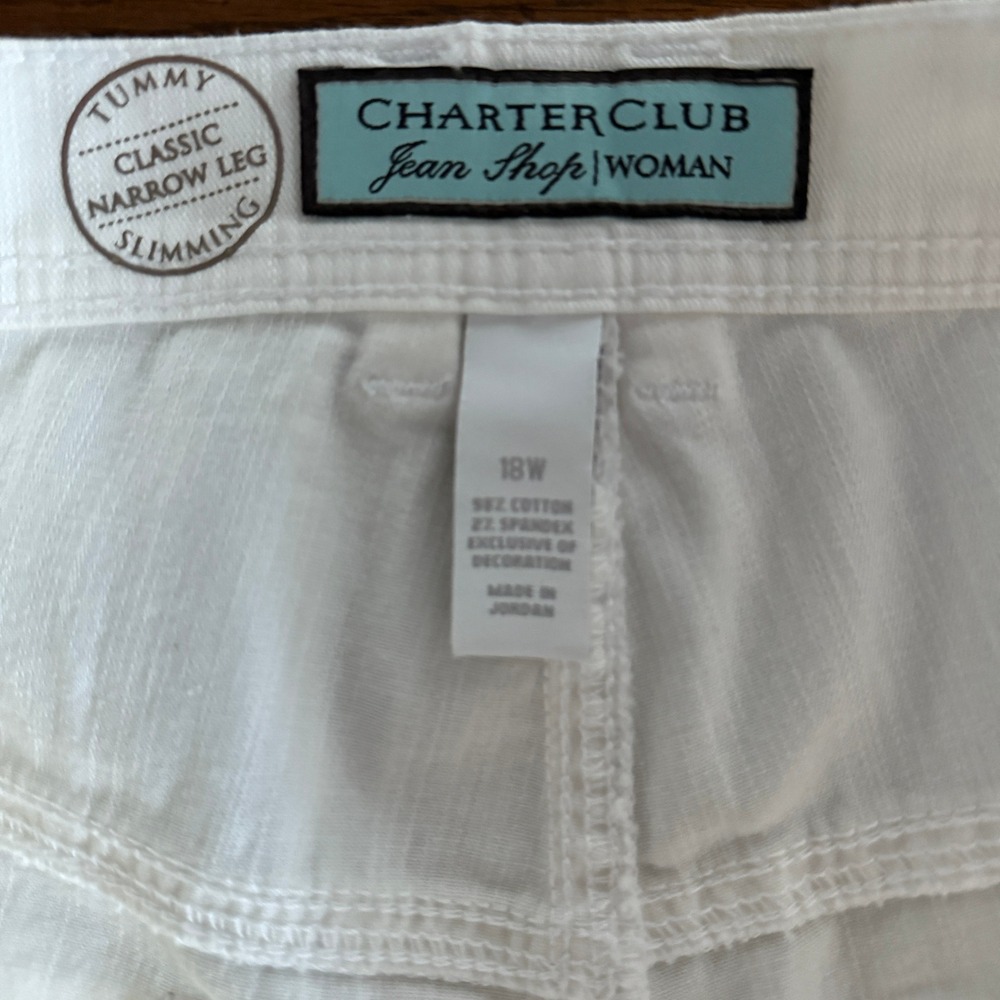 NWT‎ Charter Club Woman Tummy Slimming White Denim Jeans Classic 18W - Picture 5 of 11